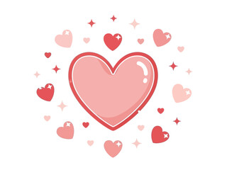 Pink Heart with Sparkles and Hearts Around it