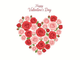 Happy Valentine's Day heart-shaped floral arrangement of roses