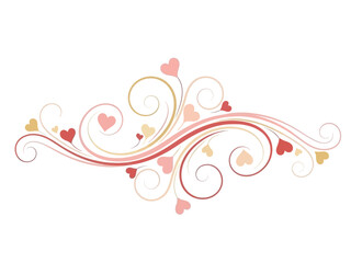 Beautiful Swirls and Hearts Romantic Decorative Flourish