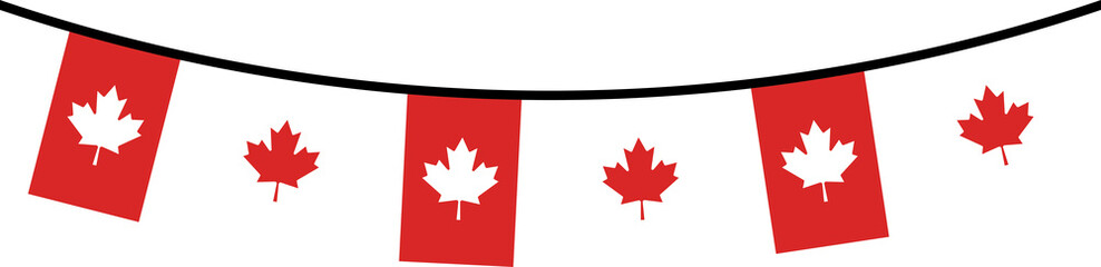 Seamless Canada Flag Party Bunting Border Background &ndash; Flat Design Illustration