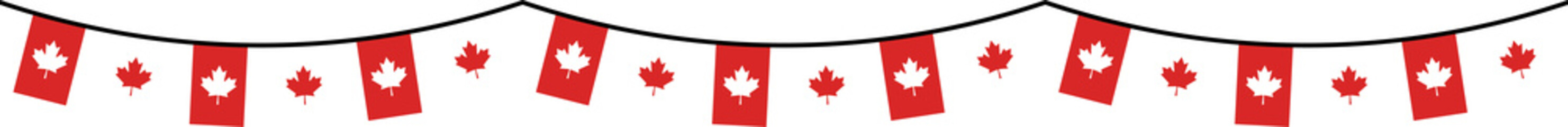 Seamless Canada Flag Party Bunting Border Background &ndash; Flat Design Illustration