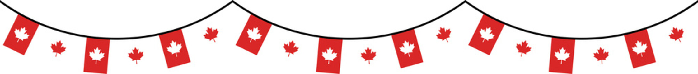 Seamless Canada Flag Party Bunting Border Background &ndash; Flat Design Illustration