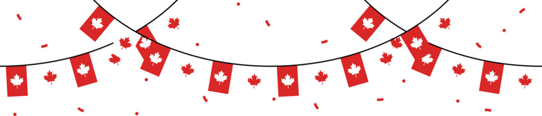 Seamless Canada Flag Party Bunting Border Background &ndash; Flat Design Illustration