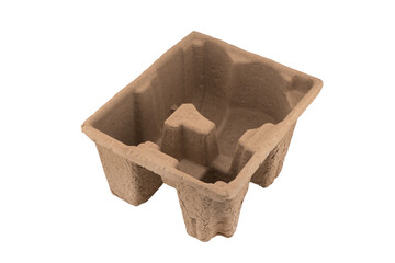 Empty disposable paper box tray isolated on white background. Paper box isolated.