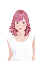 じっと見つめるノースリーブ少女のイラスト