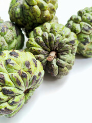 Fototapeta premium Fresh Ripe Sugar Apple Fruit Collection on White Background