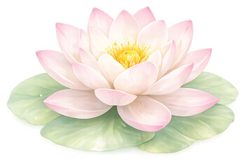 Soft Watercolor Thai Lotus Flower Isolated on Transparent Background