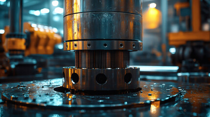 Industrial Equipment Close-Up with Steel Detail and Machinery Glare