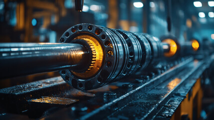 Industrial Equipment with Highlighted Gears in Manufacturing Setting