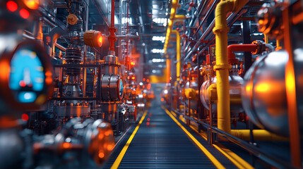 Industrial Pipe Systems in Modern Factory Setting with Bright Lighting