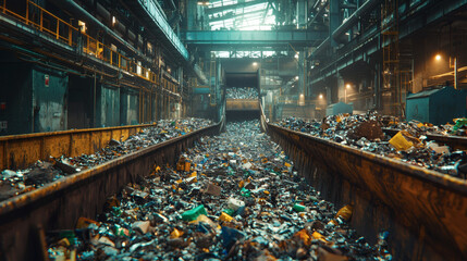 Industrial Waste Management Facility With Overflowing Garbage Piles
