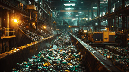 Industrial Waste Management Facility with Waste Processing Machinery