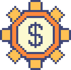 Obraz premium Pixel Art Icon Money Concept