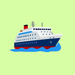 Obraz premium Ship in Flat Illustration Style for Sea Transportation Design