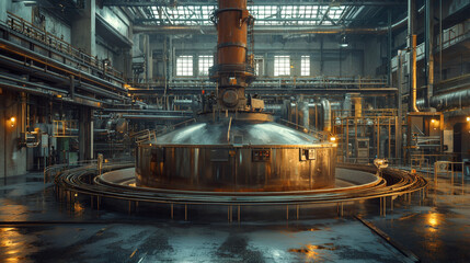 Industrial machinery in a modern manufacturing facility interior design