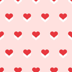 Red Hearts with White Shadow Pattern