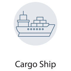 Obraz premium Cargo Ship Icon, Global Freight Carrier, Ocean Trade Vessel, Maritime Transport Giant, vector