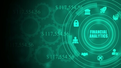 Obraz premium Financial analytics with green neon color scheme and dollar amounts neon green gears