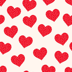 Red Polka Dot Hearts Seamless Pattern