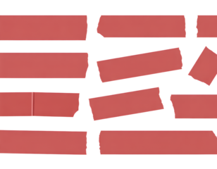 Red tape pieces isolated on transparent background isolated on transparent background