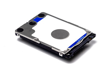 harddisk drives (HDD) isolated on white background. For concepts of digital technology, computing, work and school life. Selective focus, closeup