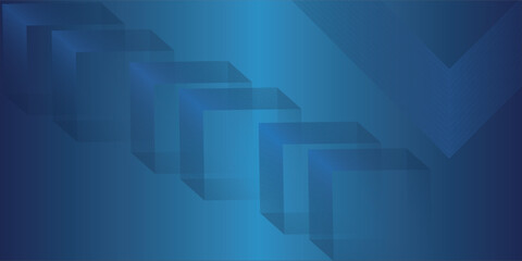 Dynamic abstract blue background featuring transparent geometric cubes and a subtle gradient Ideal for technology, business, or modern design concepts
