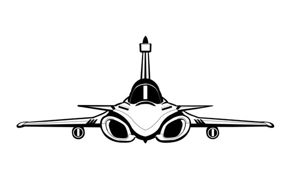 Front view line art illustration of Indian Air Force Rafale fighter jet