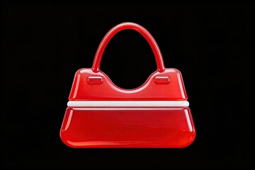 Red glossy handbag on black background