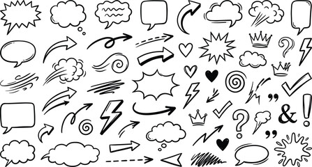 Fototapeta premium A collection of various cartoon style speech bubbles icons and symbols for creative expression and communication