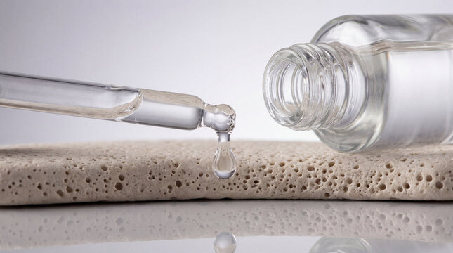 Glass Dropper Dispensing Clear Liquid Onto Sponge