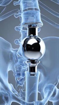 Artificial hip joint replacement, 3D illustration