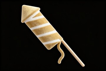 Fuzzy toy rocket on black background