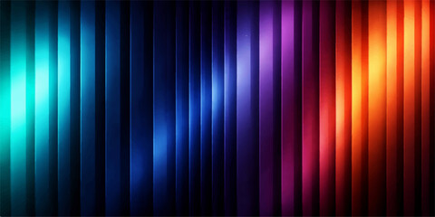 Abstract colorful lines design creating a bright rainbow gradient backdrop with digital art texture and light curtain effects on a dark blue and black stage theater wallpaper illustration