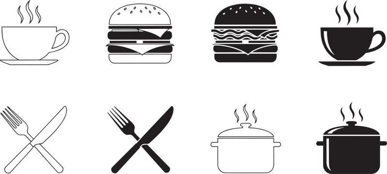 Restaurant food menu icons set vector illustration design elements graphic