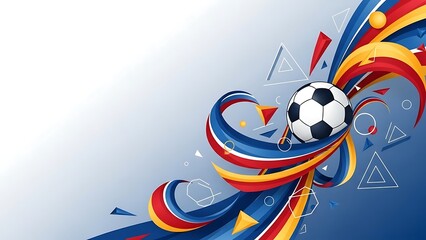 Vibrant soccer ball graphic with dynamic colorful swirls and shapes
