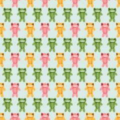 Cute balloon frog seamless pattern in pastel colors