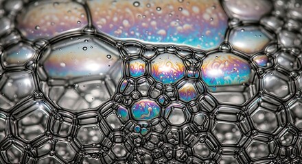 Interlocking soap  structure displays iridescent spectral colors in a macro