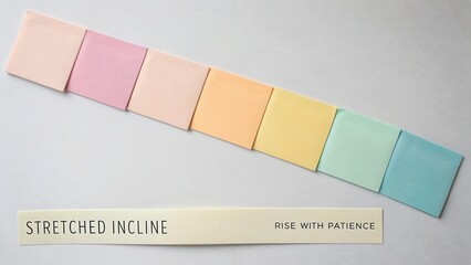 Inspirational message with pastel sticky notes aligned in gradient on white background for motivation and creativity