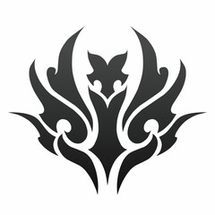 Black Tribal Bat Ornament Illustration in Ornamental Style