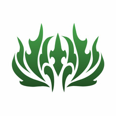 Green Symmetrical Floral Tribal Ornament Design Element