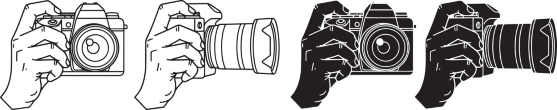 Camera holding hand collection for professional photographer studio