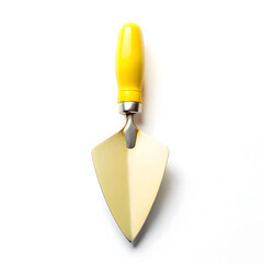 yellow color trowel on white isolated