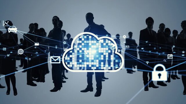 多国籍の人々とクラウドコンピューティングのコンセプト