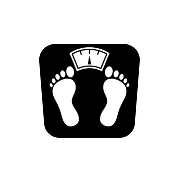 Bathroom Scale with Footprints Icon Illustration &ndash; Body Weight Measurement Symbol