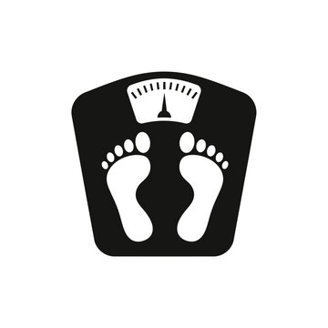 Bathroom Scale with Footprints Icon Illustration &ndash; Body Weight Measurement Symbol