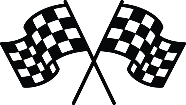 two crossed checkered Flag NASCAR Racing.
Crossed Checkered Racing Flags Finish Line Icon.