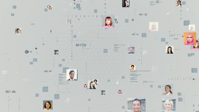 Cyberspace and multinational people concept