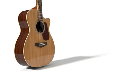 Obraz premium acoustic wooden guitar isolated on white background, classic musical instrument for music performance and creative art concept