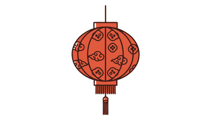 Traditional Chinese Lantern with Cloud Pattern, Red Festive Decoration, Isolated
