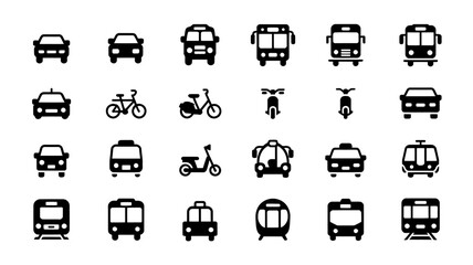 transport icon set vector-black eps file 